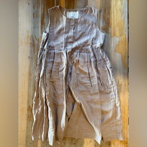 knee length dresses for ladies Maxi MAMA-2 Short Sleeve Linen Dress